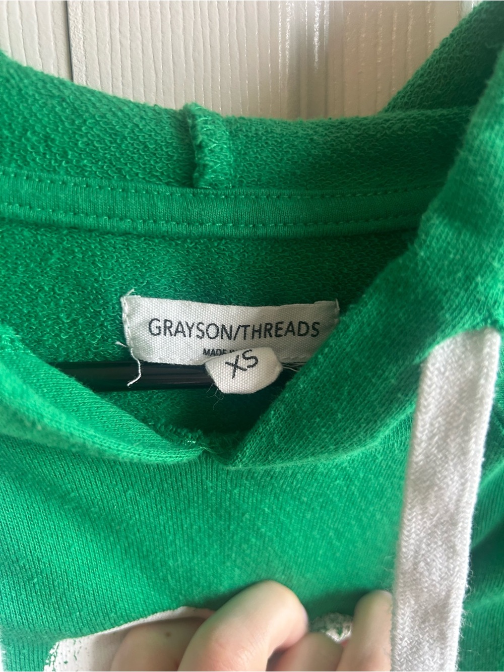 Grayson Threads Green Hoodie with White Drawstring - Picture 3 of 5